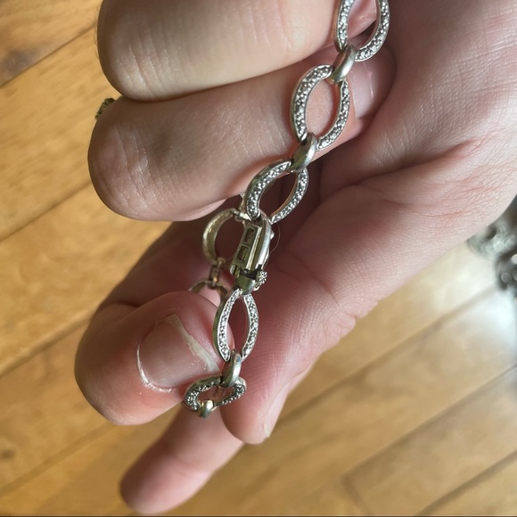 925 SILVER GOLD PLATE OVAL LINK BRACELET - Picture 6 of 6